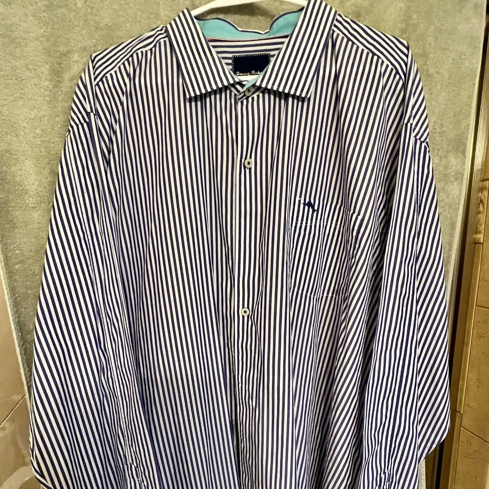 Tommy Bahama stripe blue button down long sleeve men’s shirt